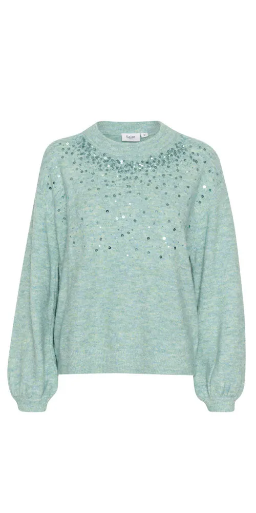 Saint Tropez Sparkle Sweater, aqua