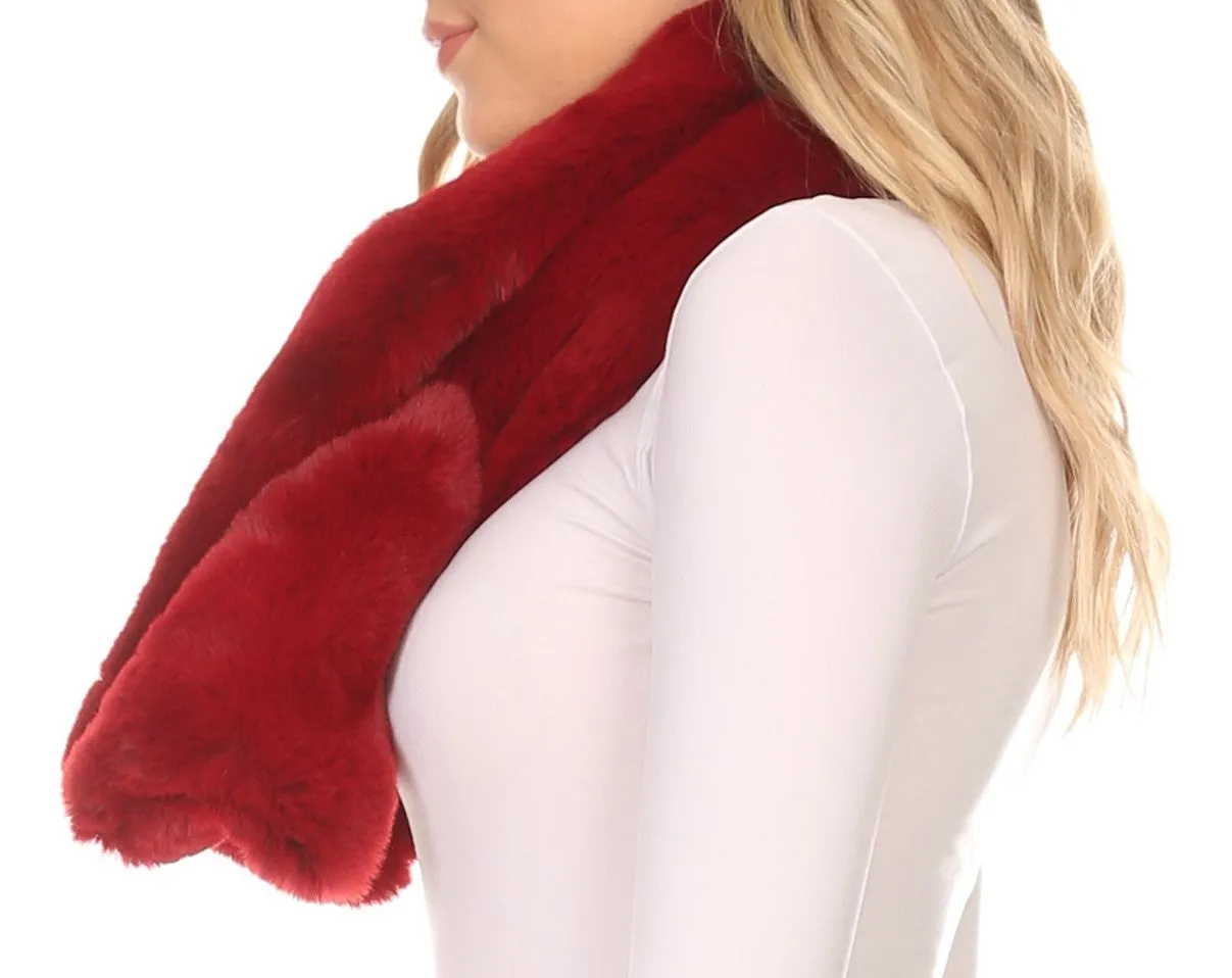 Sakkas Kiy Loophole Faux Fur Long Soft Warm Comfortable Textured Bow Scarf