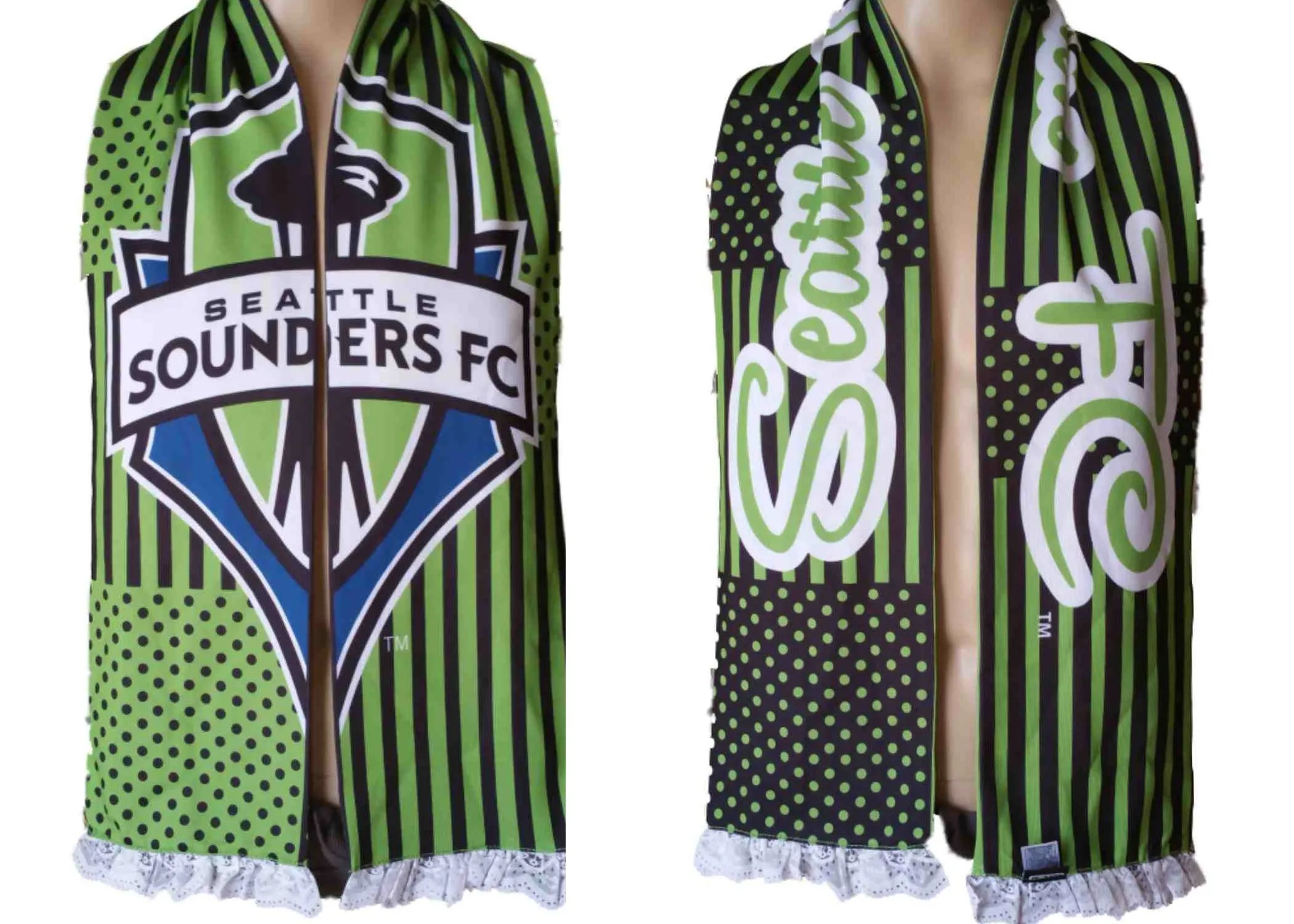 Seattle Sounders FC Adidas Womens Reversible Polka Dot Scarf (58.5" x 7.25")