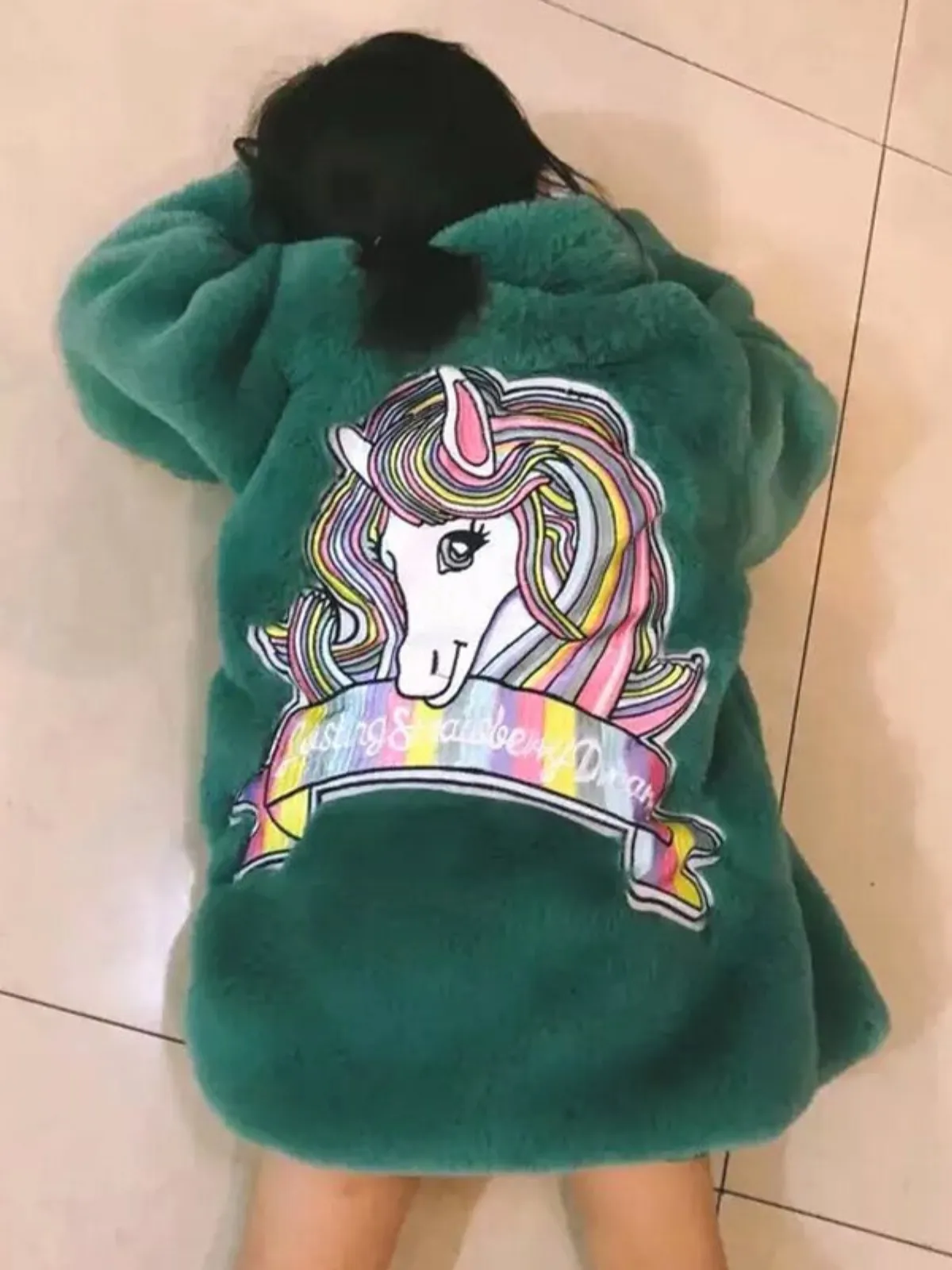 Sprinkle Magic Faux Fur Unicorn Winter Coat