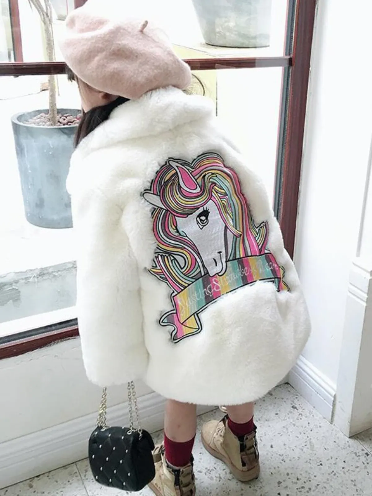 Sprinkle Magic Faux Fur Unicorn Winter Coat