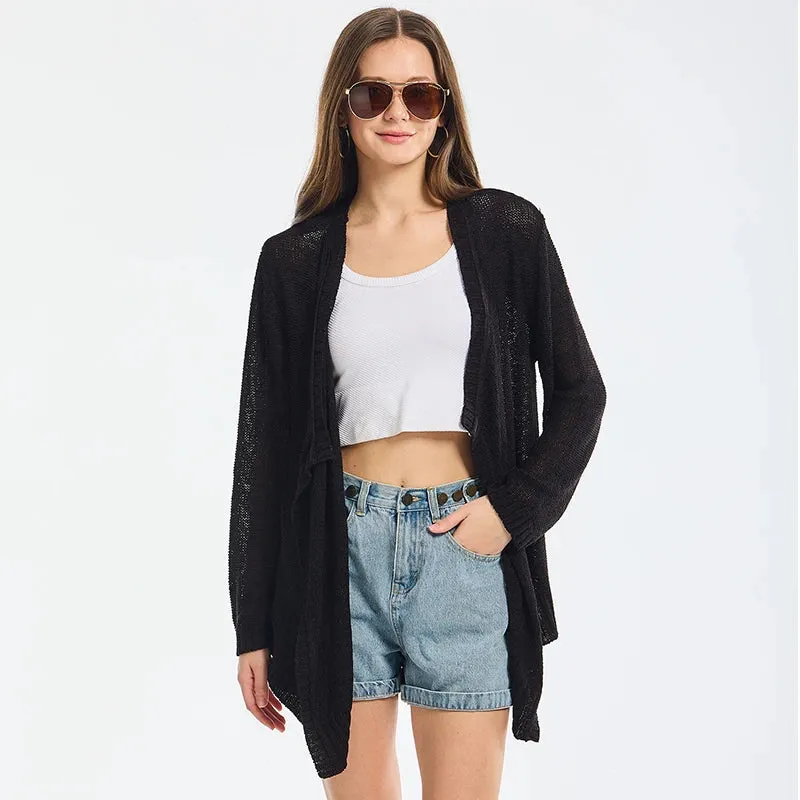 Summer Cozy Mesh Open Front Long Sleeve Casual Comfortable Thin Fashionable Cardigan Sweater