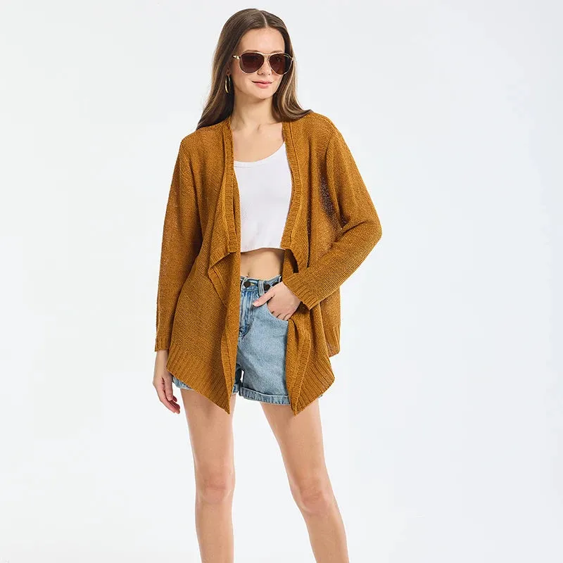 Summer Cozy Mesh Open Front Long Sleeve Casual Comfortable Thin Fashionable Cardigan Sweater