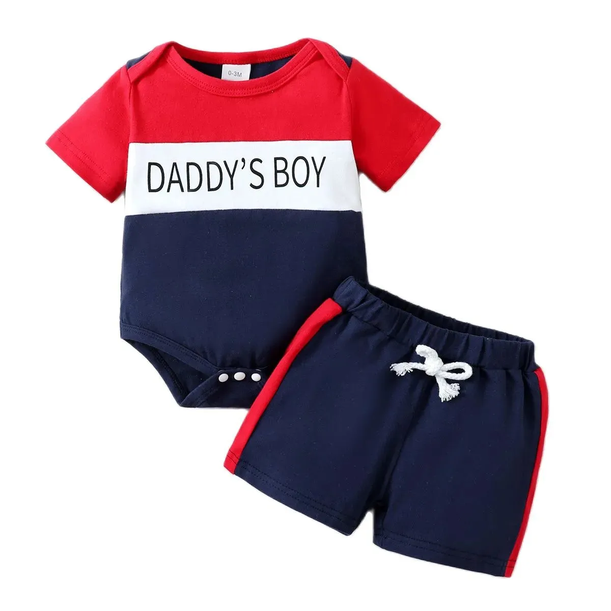 Summer Fashion Sport 2PCS Outfit , 3-24 Months Baby Boys Clothes Set - Short Sleeve Letter Top Bodysuit  Shorts Toddler Boy