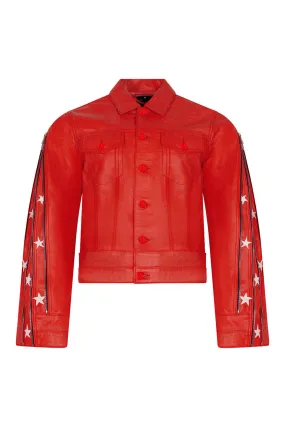 SUNSET RODEO LEATHER JACKET-RED