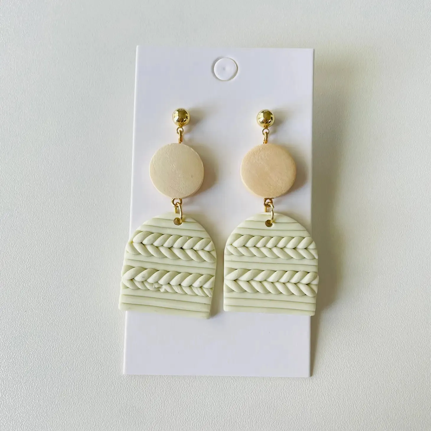 Tan Sweater Arch Earrings