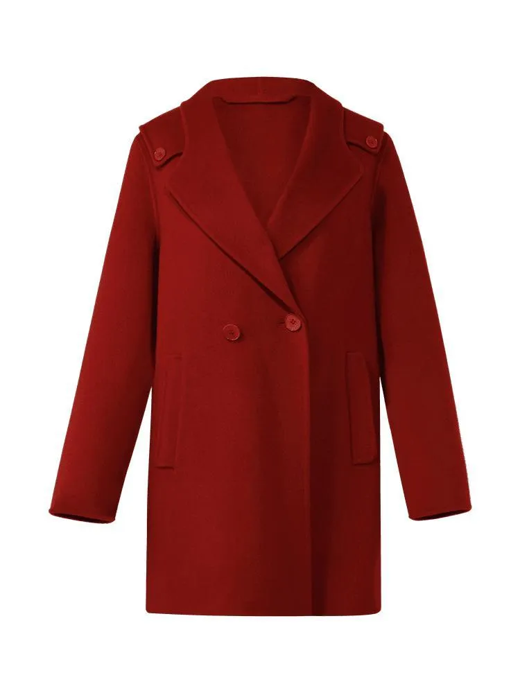 Tencel Wool Double-Faced Lapel Women Coat