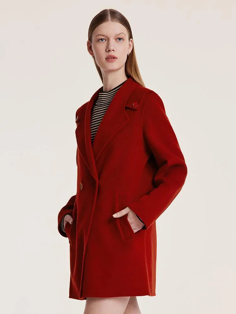 Tencel Wool Double-Faced Lapel Women Coat