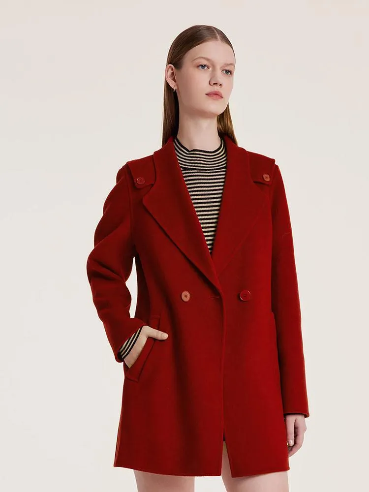 Tencel Wool Double-Faced Lapel Women Coat