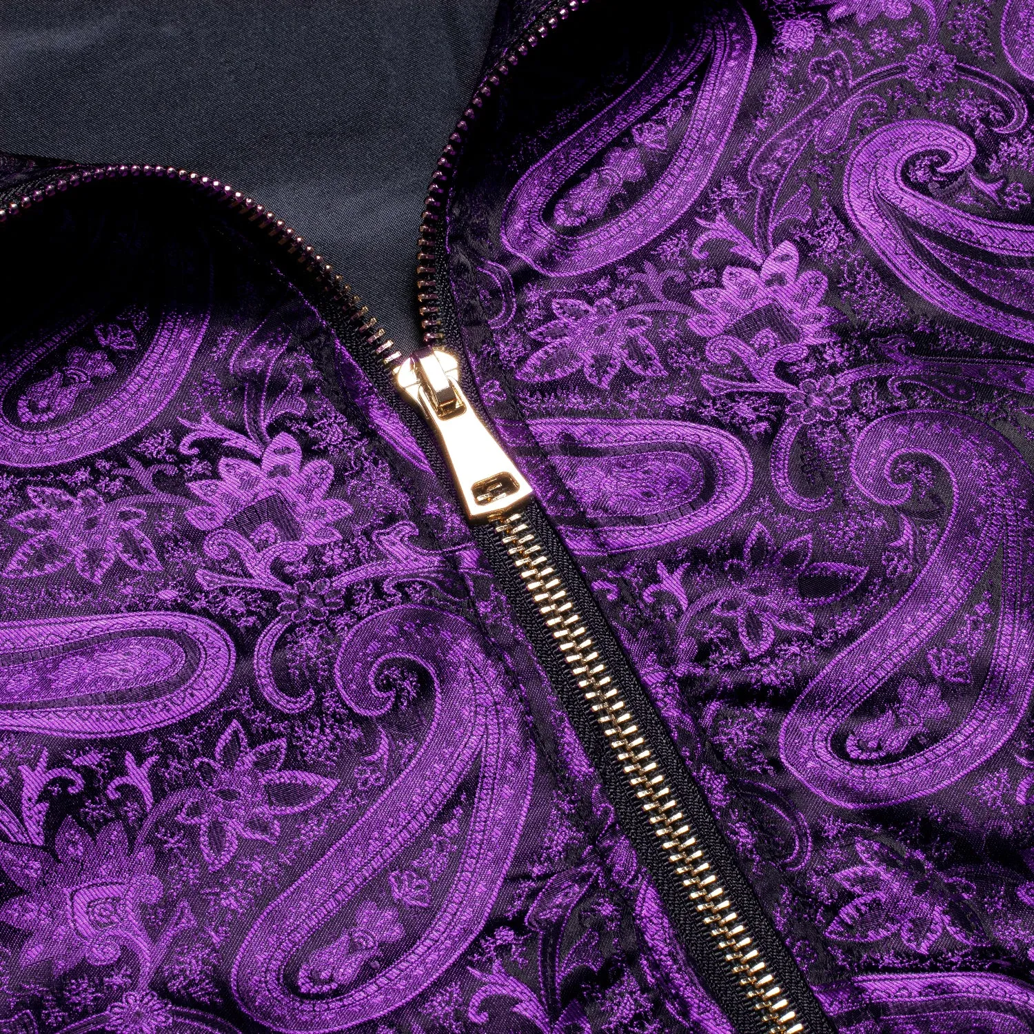 Ties2you Men's Jacket Dark Purple Paisley Zipper Thin Jacket