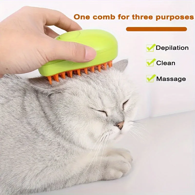 Ultimate Cat Grooming Tool 3in1 Steam Brush for Hair Care