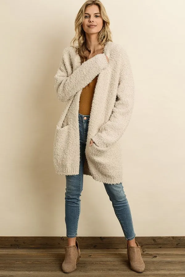 Ultra soft teddy cardigan sweater