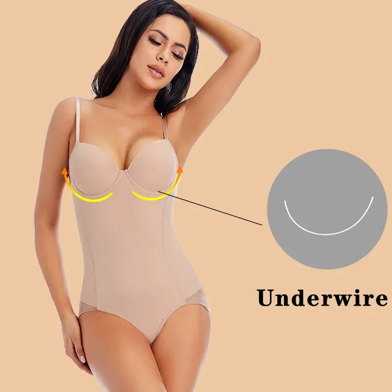 Underwire White Bodysuit Women Shapers Stretch Solid Color Silky Underwear Bodysuits Shapewear