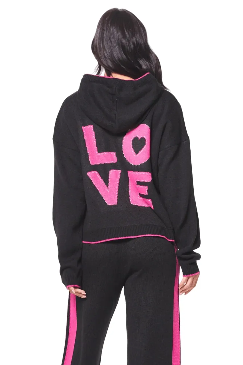 Vintage Havana Women's "Love" Jacquard Sweater Hoodie