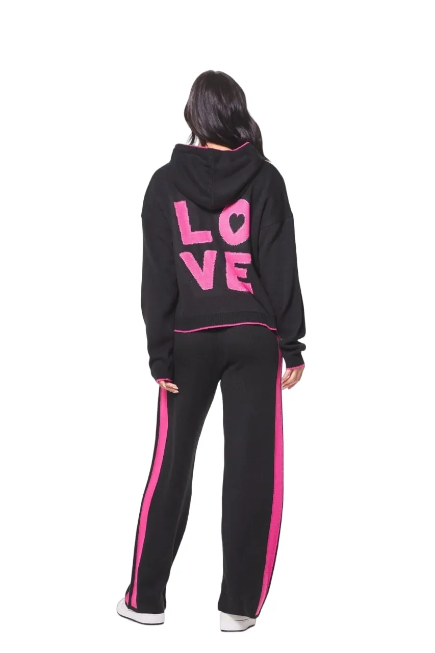 Vintage Havana Women's "Love" Jacquard Sweater Hoodie