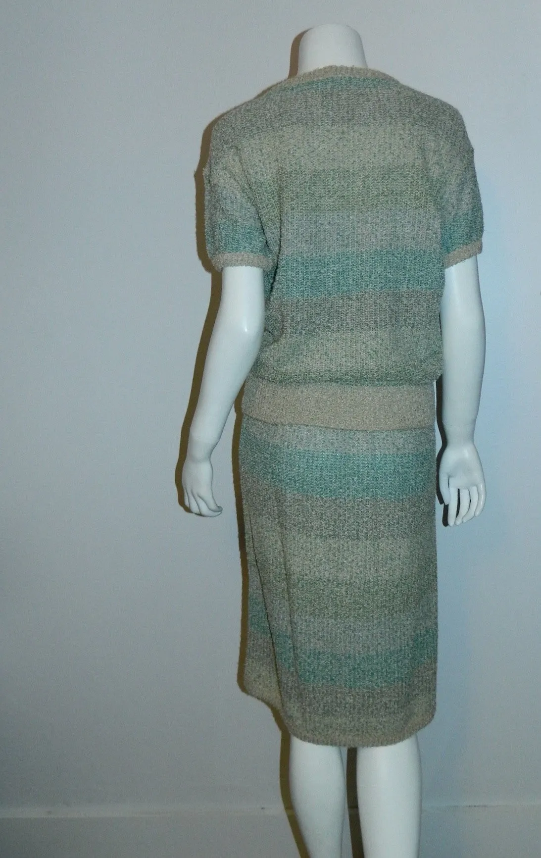 vintage MISSONI knit suit / 1980s pencil skirt sweater cardigan jacket / boucle weave S