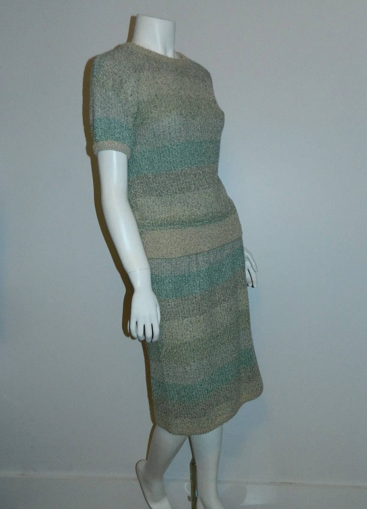 vintage MISSONI knit suit / 1980s pencil skirt sweater cardigan jacket / boucle weave S