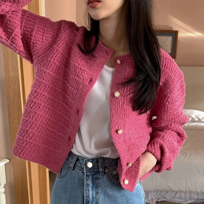 Wenkouban-Christmas Thanksgiving outfits_Elegant Cozy Tweed Knitted Loose Casual Solid Color Comfortable All-Match Sweater