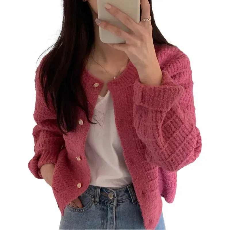 Wenkouban-Christmas Thanksgiving outfits_Elegant Cozy Tweed Knitted Loose Casual Solid Color Comfortable All-Match Sweater