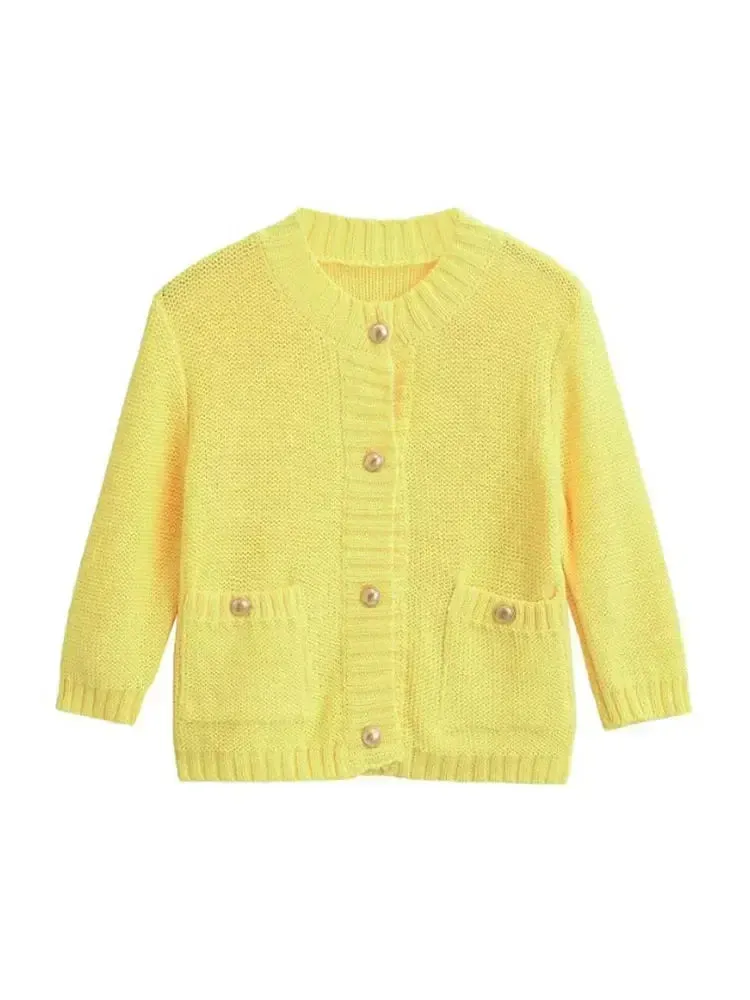 Wenkouban-Christmas Thanksgiving outfits_Fashionable Chic Yellow Stylish Cozy Long Sleeve Comfortable Single-breasted Warm Sweater