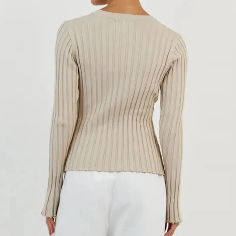 Wenkouban-Christmas Thanksgiving outfits_Solid Color Cozy Stylish Long Sleeve Comfortable Ribbed Casual Knit Sweater