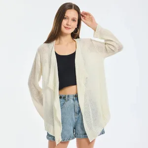 Wenkouban-Christmas Thanksgiving outfits_Summer Cozy Mesh Open Front Long Sleeve Comfortable Thin Fashionable Cardigan Sweater