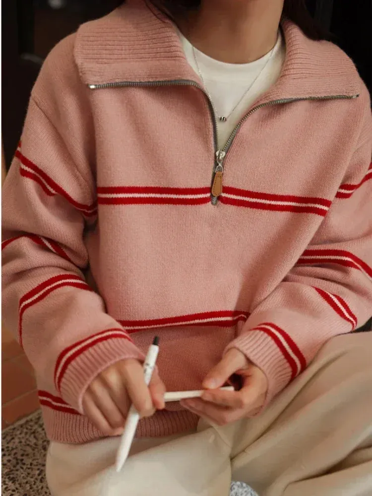 Wenkouban-Christmas Thanksgiving outfits_Trendy Stylish Striped Cozy Casual Comfortable Loose Warm Sweater