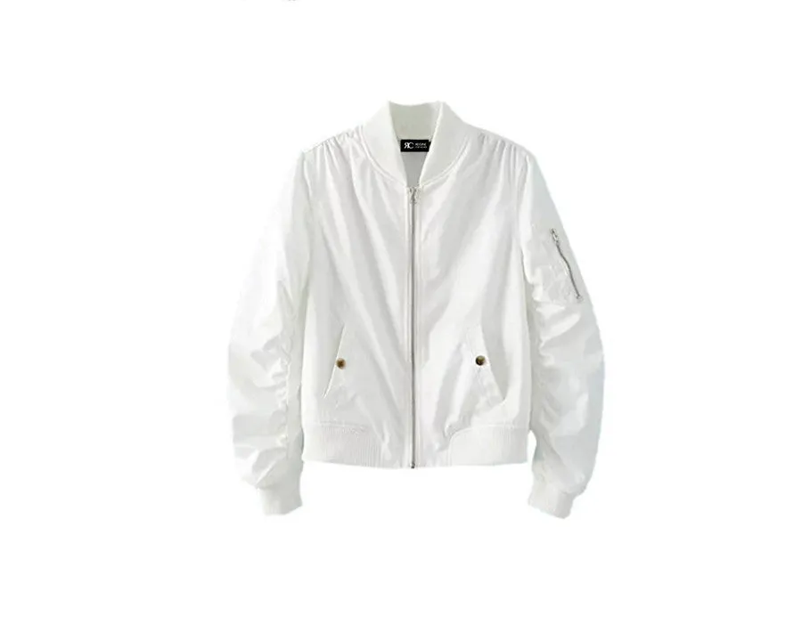 White Bomber Style Jacket - The Malibu