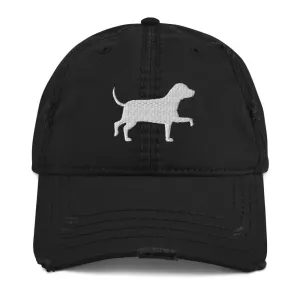 White Dog Distressed Baseball Hat