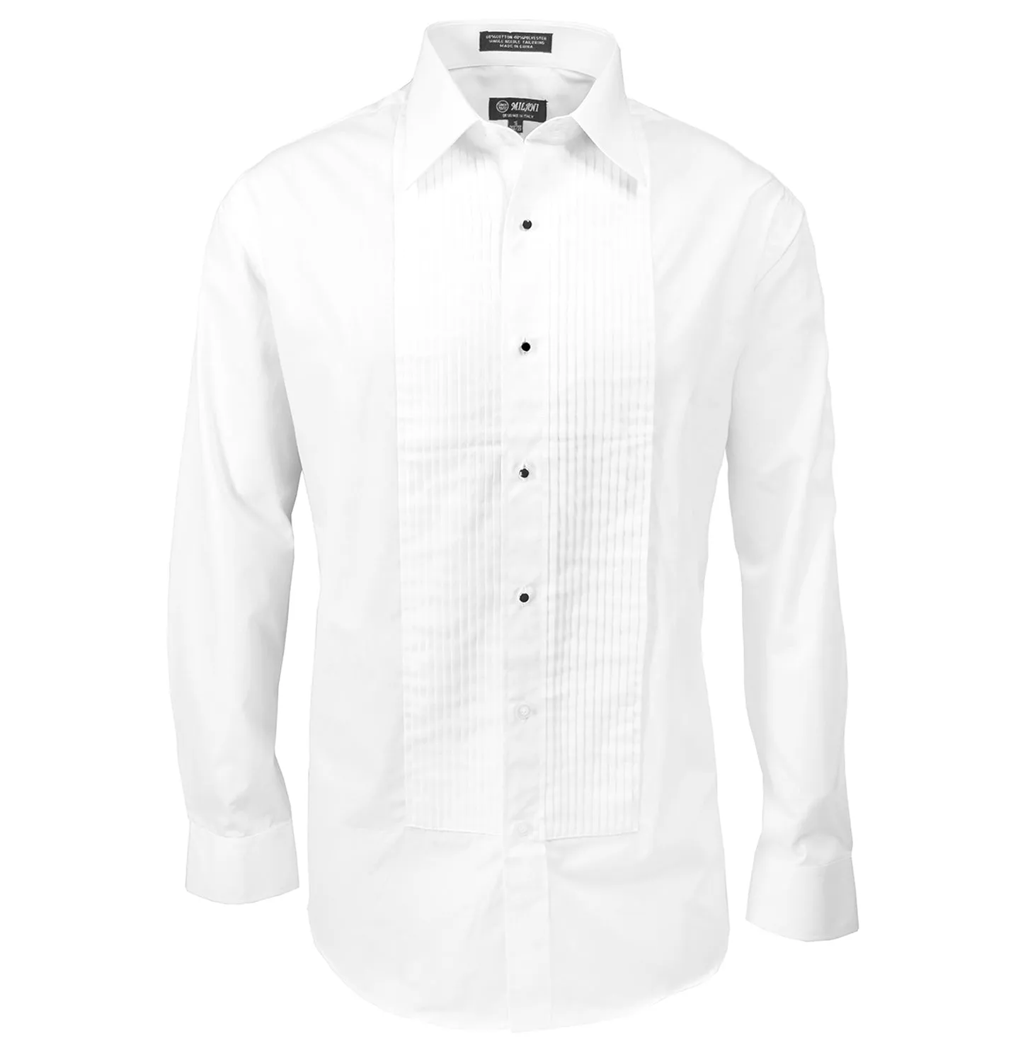 White Pleated Tuxedo Dress Shirt