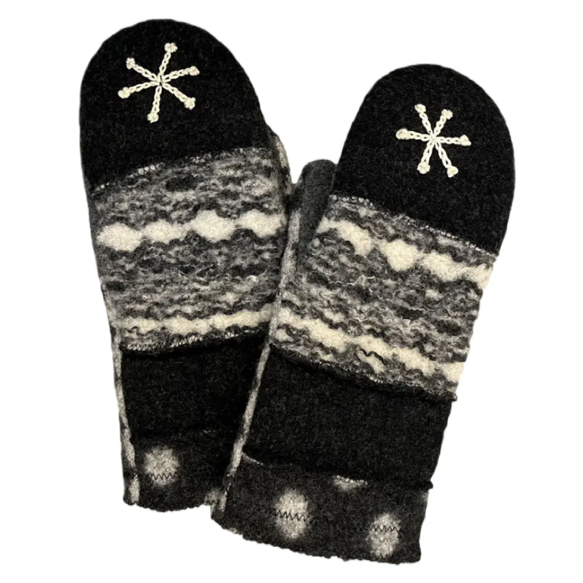 WM043 Black Snowflake Mitten