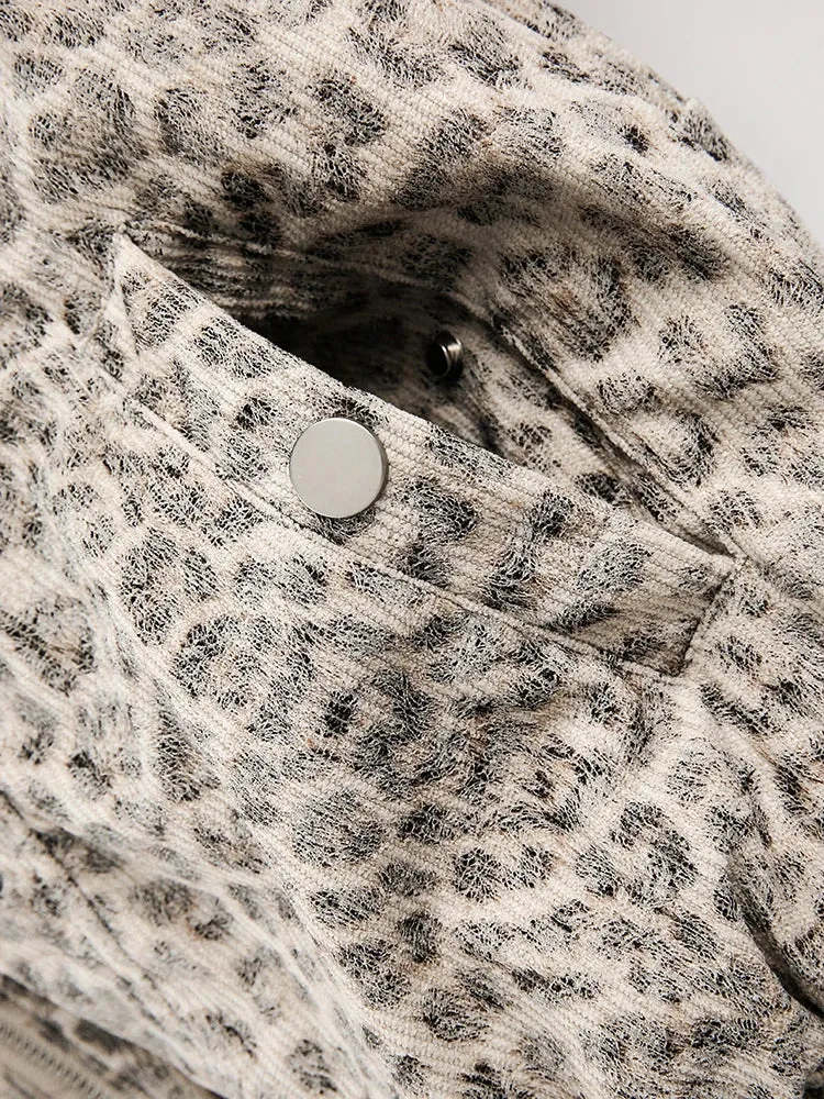 Women's Faux Fur Leopard Print Bomber Jacket