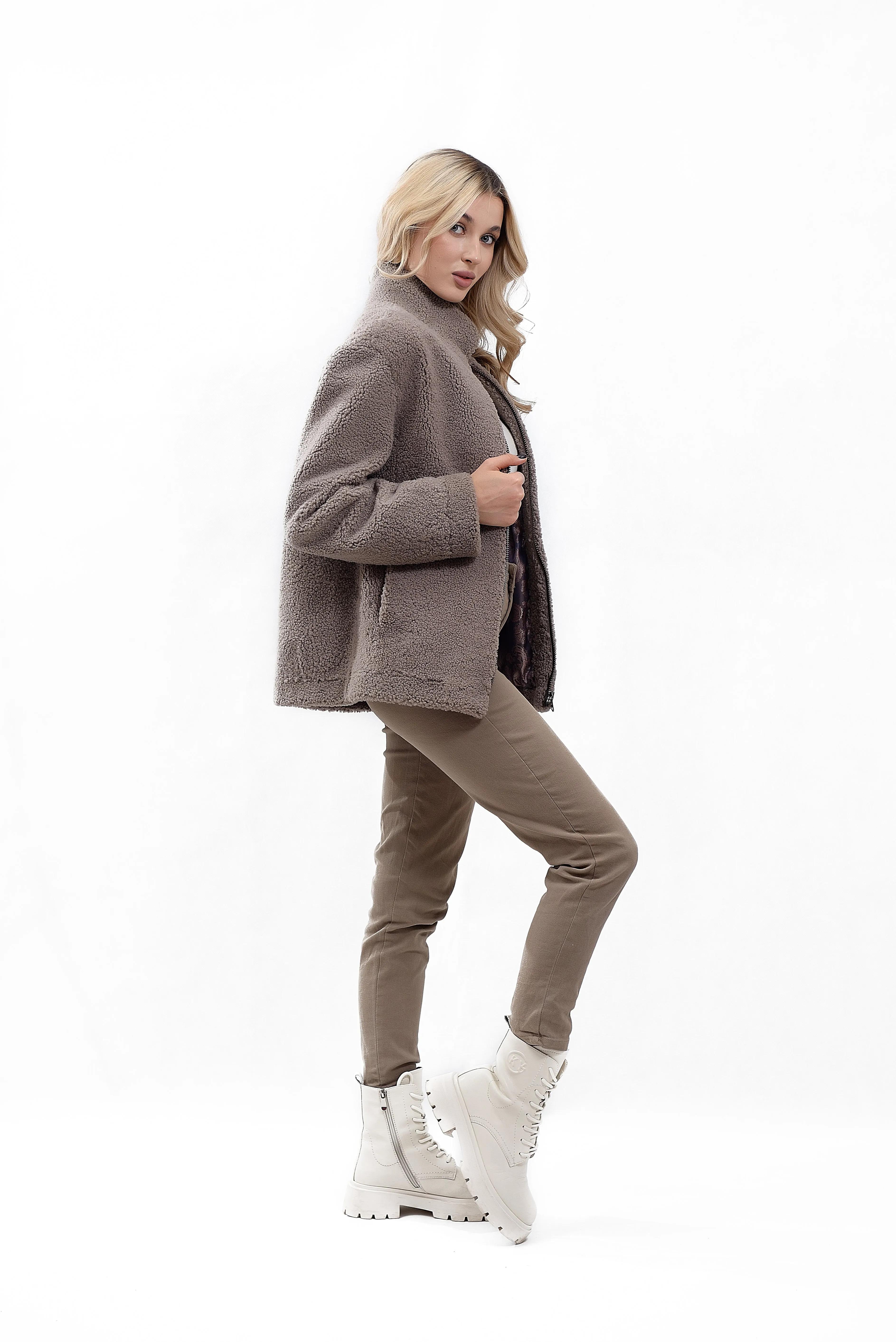 Women's Jacket made from natural bouclé fur