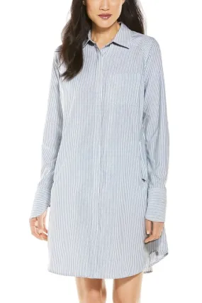 Women's Malta Travel Shirt Dress  |  White/Navy Stripe