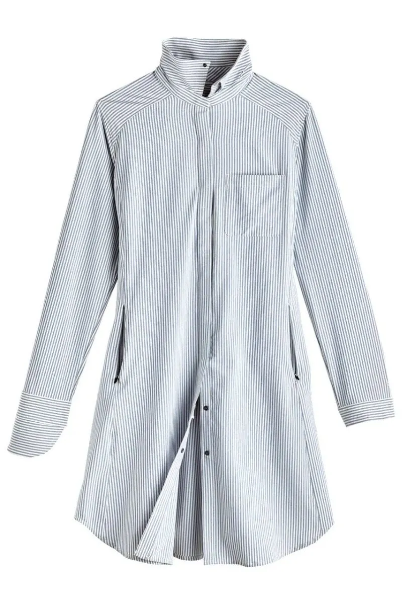 Women's Malta Travel Shirt Dress  |  White/Navy Stripe