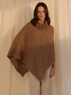 Woolen Safari Poncho - Dark Tan