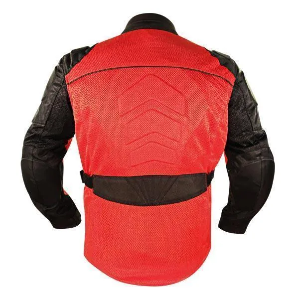 Xelement CF8161 Red Black Tri-Tex Mesh Motorcycle Sport Jacket For Men with X Armor Protection - Premium Lightweight Breathable Textile Biker Coat