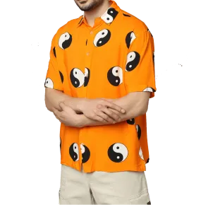 Yin Yang Printed Orange Unisex Shirt