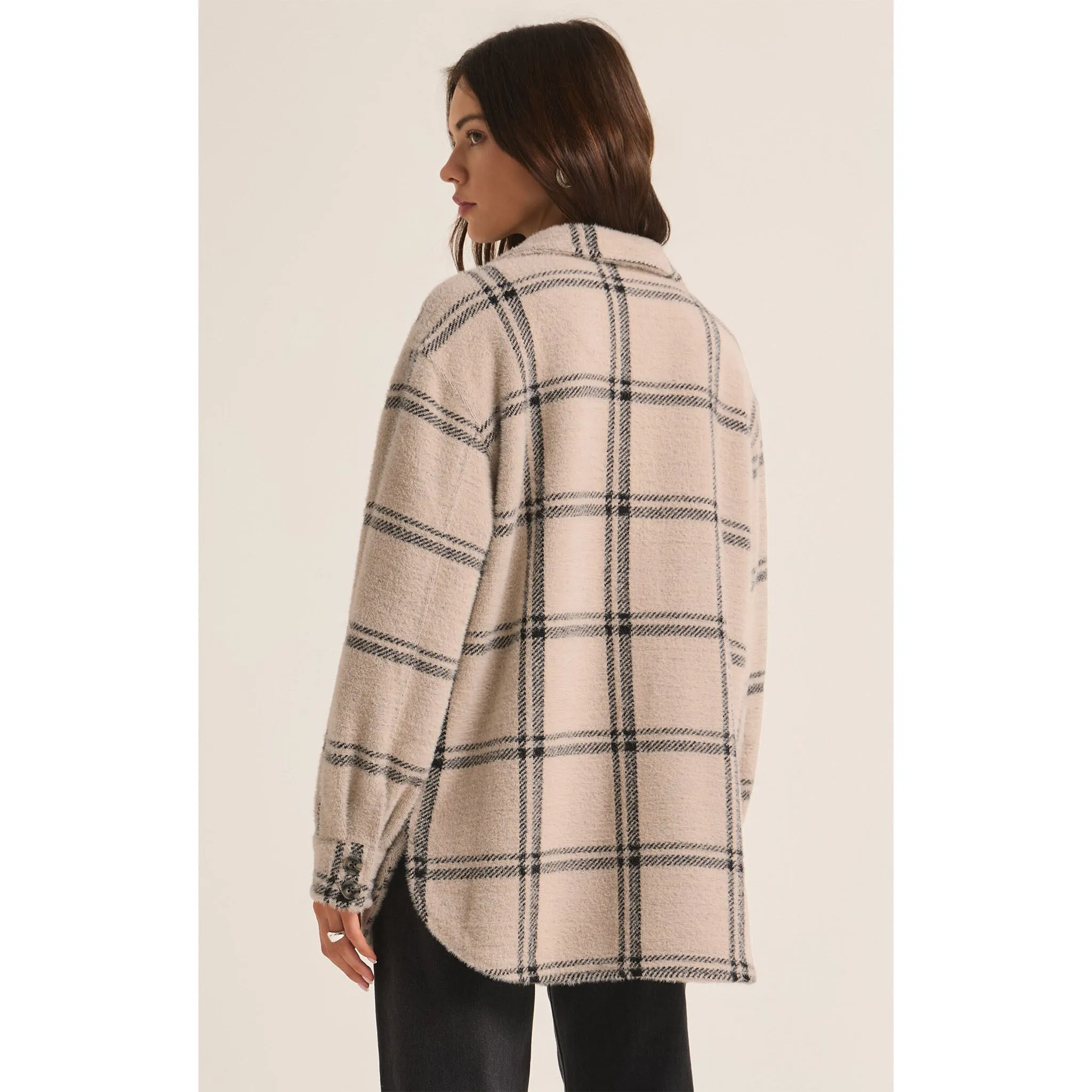 Z Supply Plaid Tucker Jacket Crystal Grey